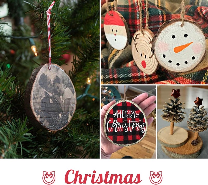 Timburst 20 Pcs Wooden Discs for Crafts，3.9''-4.3'' Wood Circles for Crafts, Wood Slices for Painting DIY Christmas Ornaments Party Wall Home Wedding Decor - Image 5